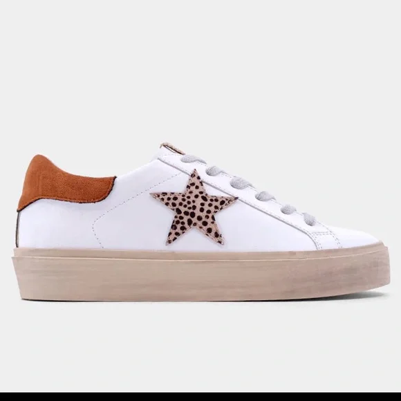 New in Box! ShuShop Reba sneakers with cheetah star rust and olive suede. Cute! - Picture 5 of 5